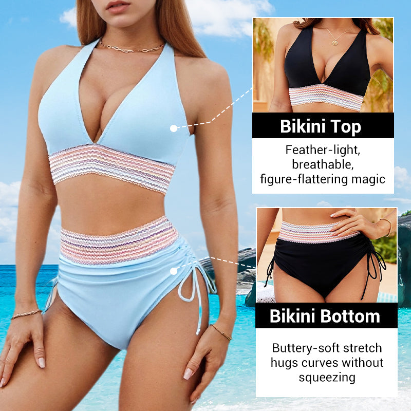 🏖️Summer Cool Deal: 50% OFF NOW!🏖️High Waisted Tummy Control Color Block Bikini Sets