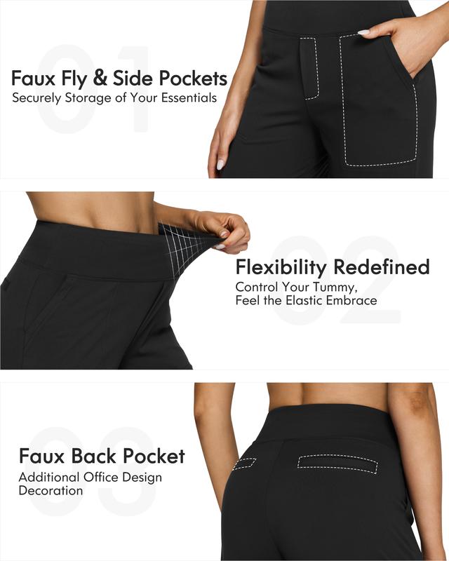 G4Free Loose High-Waist Business Casual Pants Yoga Pants Women Wide Leg Pants with Pockets Comfortable Athletic Sweatpants