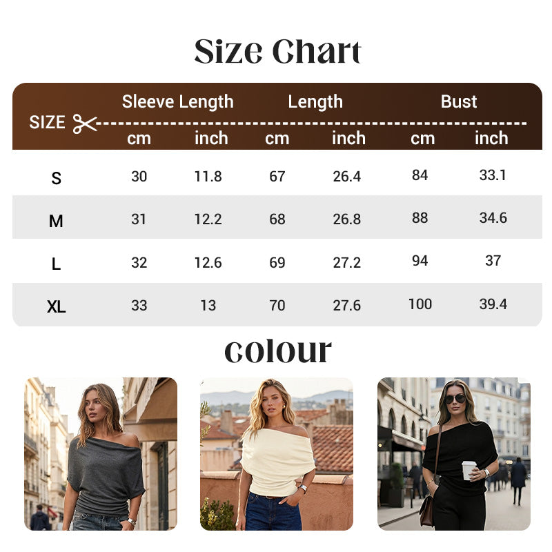 🔥Limited Time Special Price !!🎉Women's Asymmetrical Off-Shoulder Batwing Sleeve Top👚