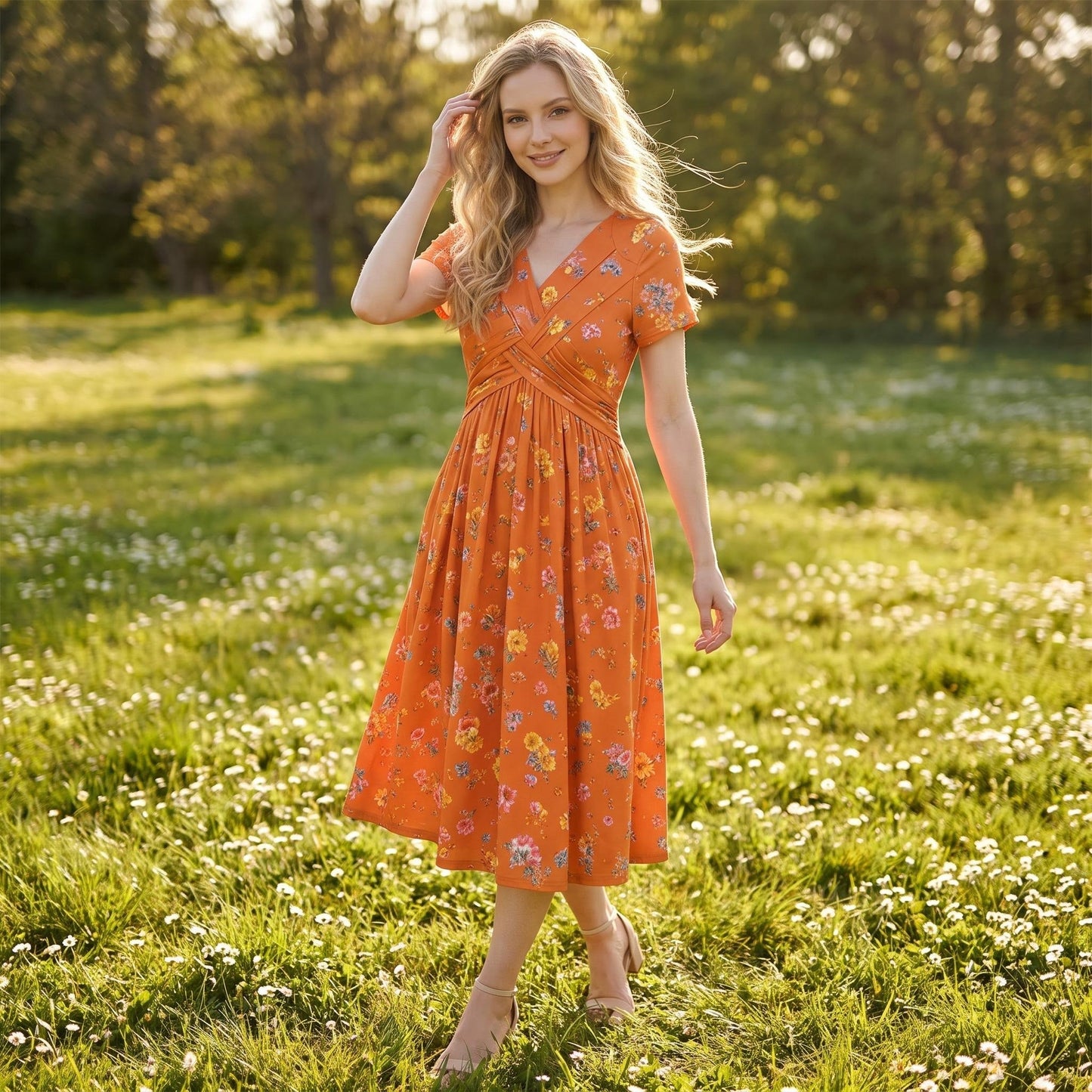 🌸LAST DAY SPECIAL PRICE!! 50% OFF🌸Women's V-Neck Floral Print Dress with Twist Waist