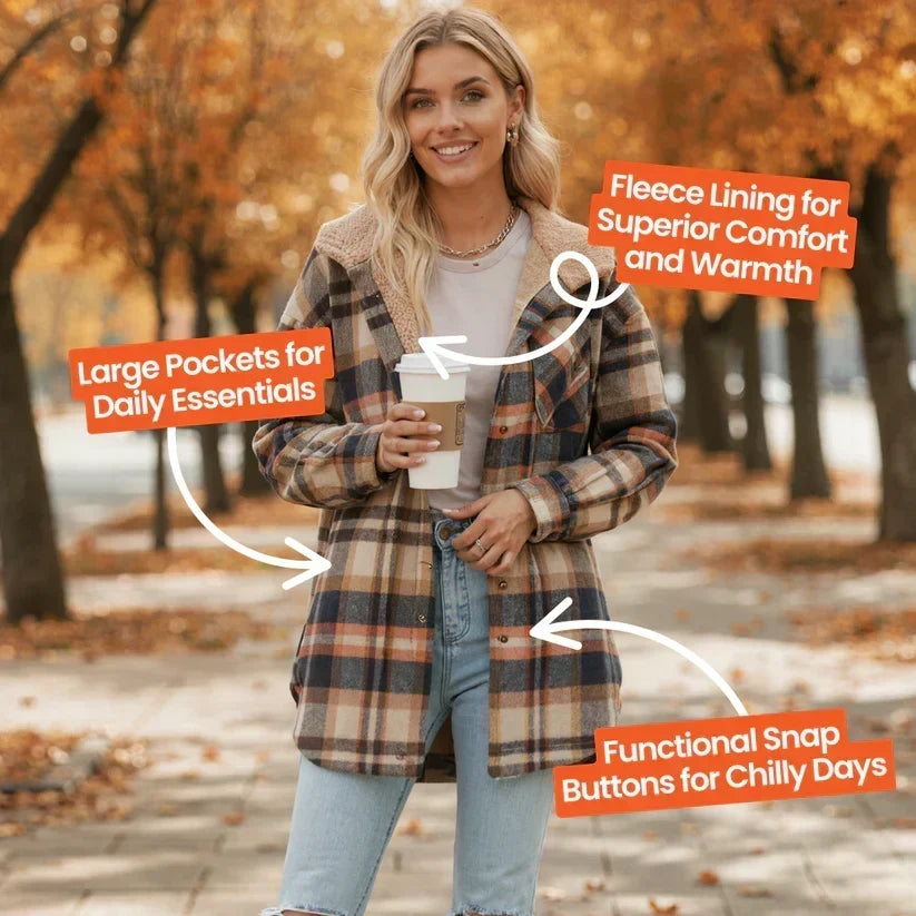 🎉 Last Day Promotion-50% OFF 🧥Women’s Classic Cozy Plaid Hooded Jacket