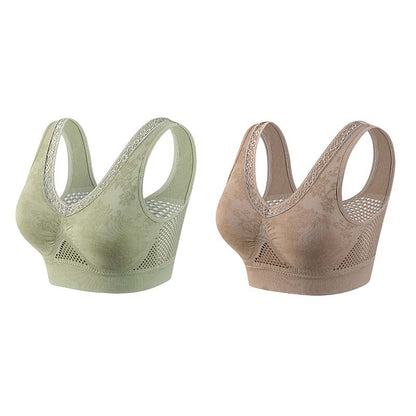🏆 Last Day Buy One Get One Free -Special Price $19.99! 💐 🎁Lace Wireless Pure Cotton Buttonless Comfy Lifting Bra