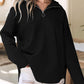 Women's Oversized Hoodies Casual Long Sleeve Half Zipper Pocket Sweatshirt