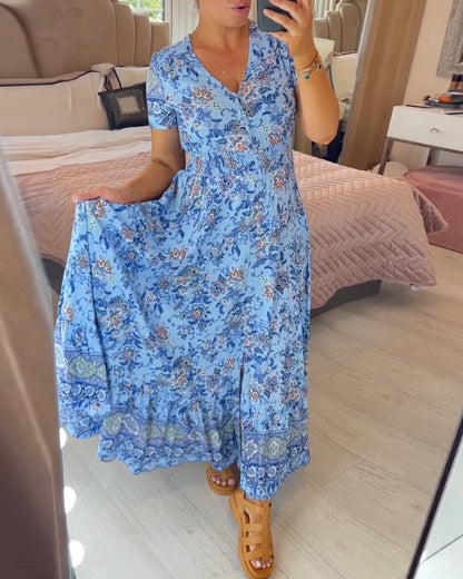 💃Hot Sale - 50% OFF! 🔥Floral print v-neck dress