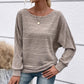 Solid Round-Neck Striped Top with Long Sleeves