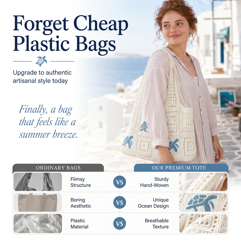 🔥 2026 Fresh Drops | Flat 50% OFF Today! 💸Turtle Pattern Crochet Tote Bag