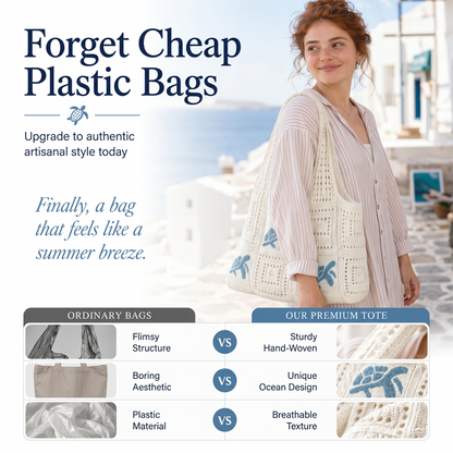🔥 2026 Fresh Drops | Flat 50% OFF Today! 💸Turtle Pattern Crochet Tote Bag