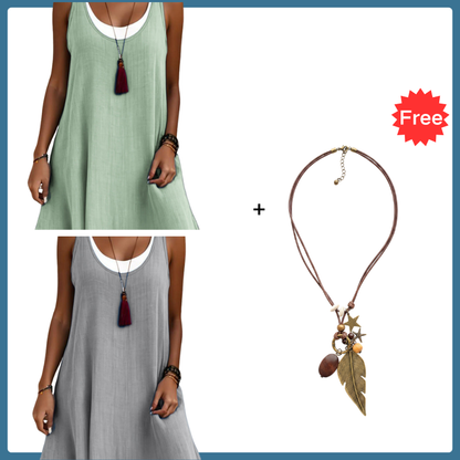 ⏰2026 Summer Hot Sale 40% OFF💃Women's Casual Loose Sleeveless Fake Two Piece Tank Dress