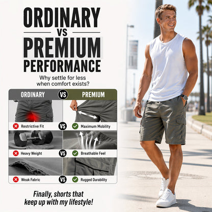 📢📢50% OFF !! ⏰Men's Cargo Shorts – Elastic Waist, Multi-Pocket, Durable