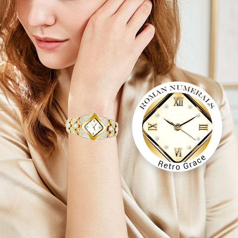 💜Retro Quartz Watch with Sparkling Rhinestones⌚