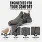 Men's Fleece Lined Leather Casual High Top Sneakers, Warm Winter Side Zipper Ankle Boots, Non-slip Outdoor Cold Weather Shoes