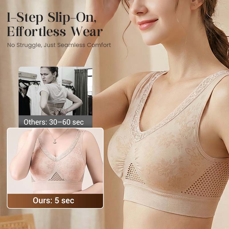 🏆 Last Day Buy One Get One Free -Special Price $19.99! 💐 🎁Lace Wireless Pure Cotton Buttonless Comfy Lifting Bra