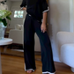 Round Neck Short-sleeve Top Pants Splicing Two-piece Suit