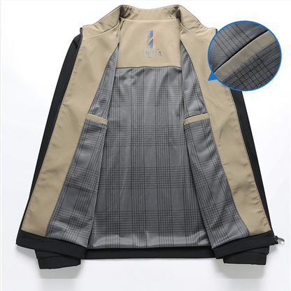 Jachetă casual pentru bărbați, cu guler în picioare, cu fermoar