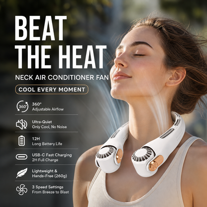 🌀💥 360° Rotating Neck Fan – Ultra Quiet, 3 Speeds, Hands-Free, Long Battery ✨