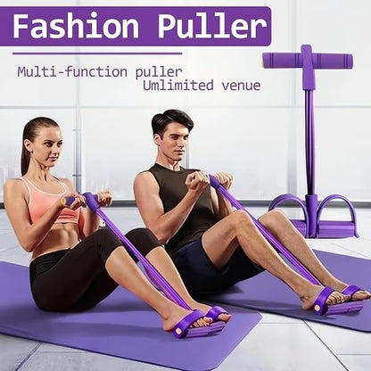 Multifunctional tension rope, 4-tube elastic yoga pedal tension belt, natural latex tension rope fitness equipment, for abdominal/waist/arm/leg stretching