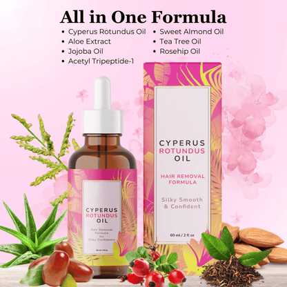 Hair Removal Oil with Natural Ingredients - Cyperus Rotundus Oil for Silky Skin