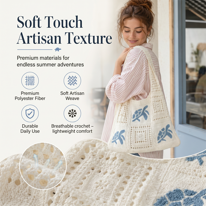 🔥 2026 Fresh Drops | Flat 50% OFF Today! 💸Turtle Pattern Crochet Tote Bag