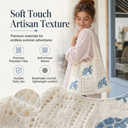 🔥 2026 Fresh Drops | Flat 50% OFF Today! 💸Turtle Pattern Crochet Tote Bag