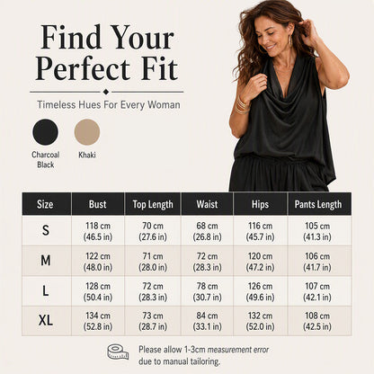 🎁New Arrivals 50% OFF💥 Sleeveless Cowl Neck Jumpsuit – Halter, Wide-Leg, Elegant 🍷
