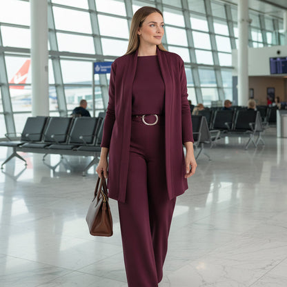 🔥2026 Hot Sale 50% OFF✨Elegant 3-piece set including long cardigan, top and pants💞