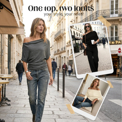 🔥Limited Time Special Price !!🎉Women's Asymmetrical Off-Shoulder Batwing Sleeve Top👚