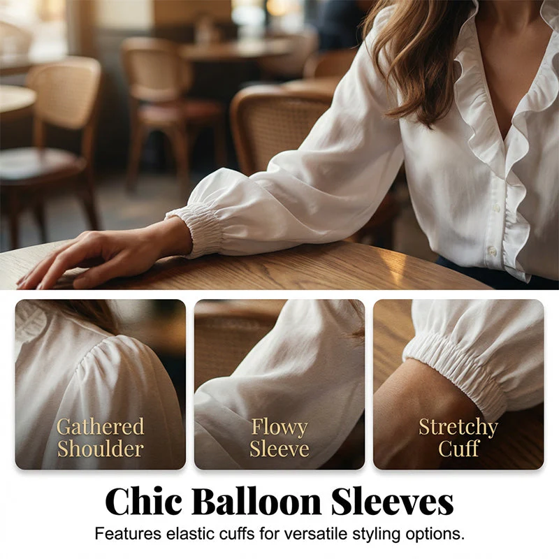 ⏳Limited-time 50% off⏰Women's Ruffled Lantern Sleeve Shirt👚