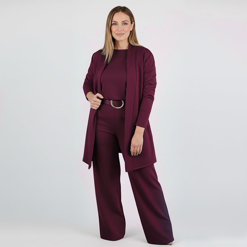 🔥2026 Hot Sale 50% OFF✨Elegant 3-piece set including long cardigan, top and pants💞