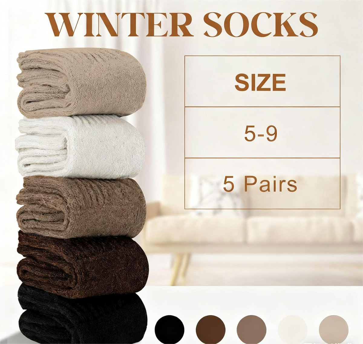 🧦 Cold Feet? Keep Your Toes Cozy All Winter! ❄️ Women's Thick Warm Mid-Calf Socks – 5 Pairs of Ultra-Soft, Skin-Friendly Comfort, Classic Solid Colors & Everyday Warmth for Chilly Days! 💕🎁