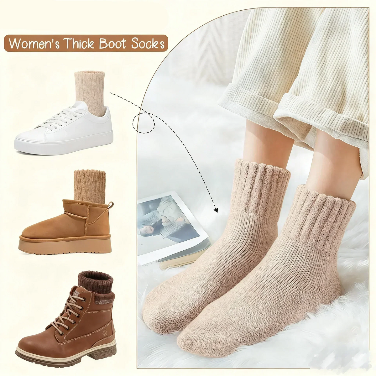 🧦 Cold Feet? Keep Your Toes Cozy All Winter! ❄️ Women's Thick Warm Mid-Calf Socks – 5 Pairs of Ultra-Soft, Skin-Friendly Comfort, Classic Solid Colors & Everyday Warmth for Chilly Days! 💕🎁