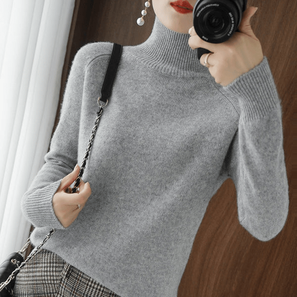🔥 2026 Fresh Drops | Flat 50% OFF Today! 💸Women's Solid Turtleneck Knit Sweater