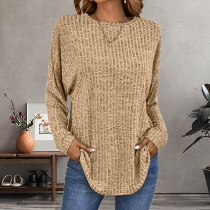 💎50% OFF! 💎 Casual Long-Sleeve Top – Soft Knit, Loose Fit & Versatile Style for All Body Types 🌸🧥