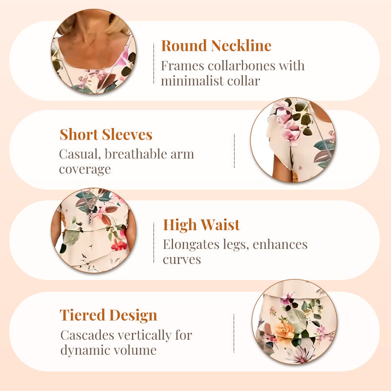 💃2026  HOT SALE 50% OFF🌈Women's Multi-plant Floral Print Cascade Dress