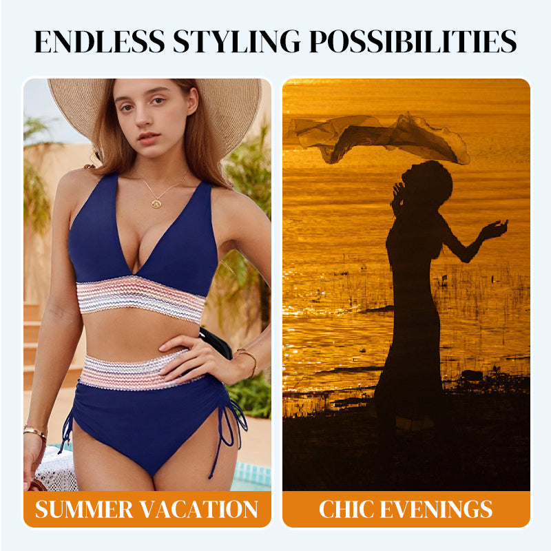 🏖️Summer Cool Deal: 50% OFF NOW!🏖️High Waisted Tummy Control Color Block Bikini Sets