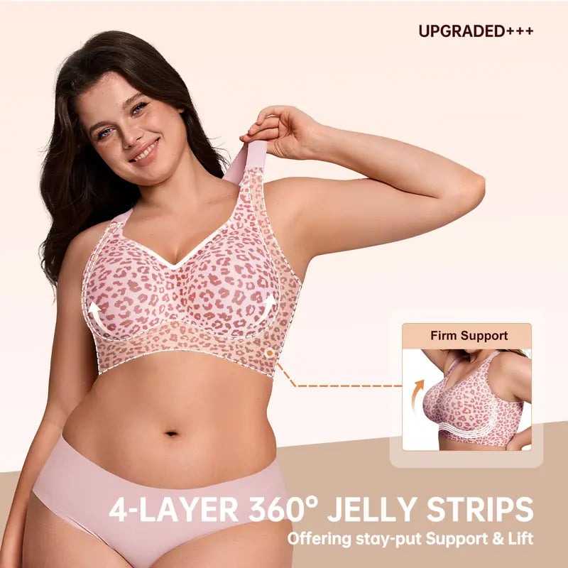 Women Jelly Bras Wirefree Full Coverage No Underwire Everyday Bras Comfortable Wireless Padded Tshirt Bra