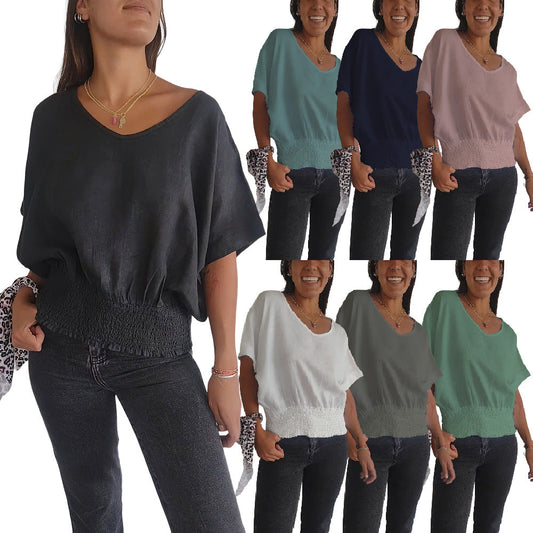 🔥BUY 2 GET 10% OFF💝Simple Solid Color V-Neck Half-Sleeve T-Shirt💛