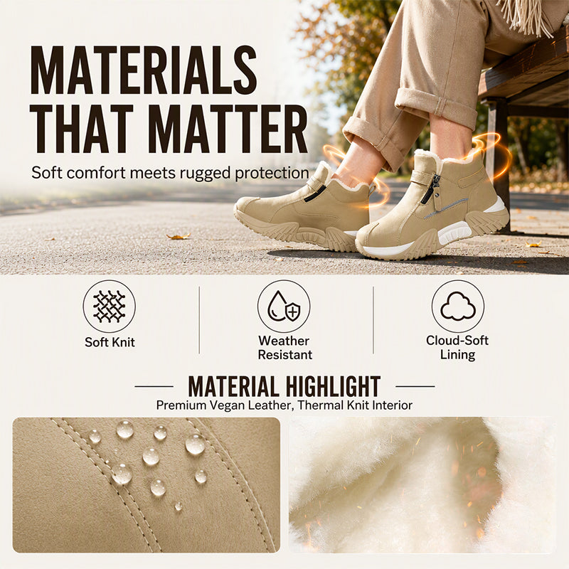 Men's Fleece Lined Leather Casual High Top Sneakers, Warm Winter Side Zipper Ankle Boots, Non-slip Outdoor Cold Weather Shoes