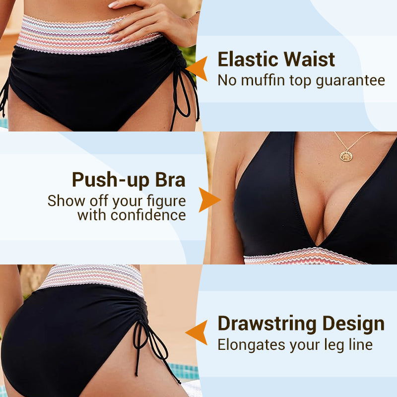📢Clearance Sale-60% OFF🏖️High Waisted Tummy Control Color Block Bikini Sets