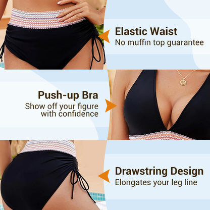 📢Clearance Sale-60% OFF🏖️High Waisted Tummy Control Color Block Bikini Sets