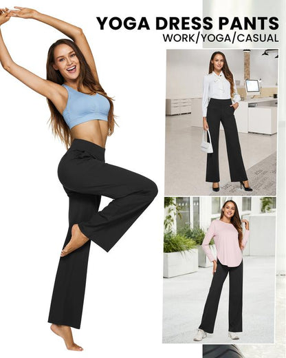 G4Free Loose High-Waist Business Casual Pants Yoga Pants Women Wide Leg Pants with Pockets Comfortable Athletic Sweatpants