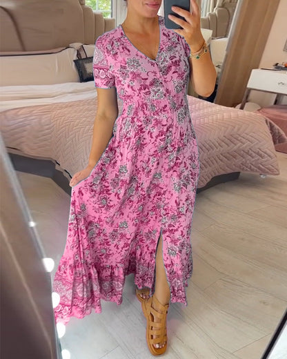 💃Hot Sale - 50% OFF! 🔥Floral print v-neck dress