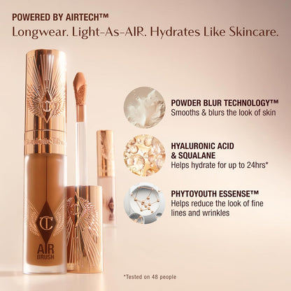 Charlotte Tilbury AIRbrush Flawless Blur Concealer - Longwear Concealer for Dark Circles, Blemishes, Redness & More - Hydrating, Crease-Proof & Full Coverage with a Natural Matte Finish