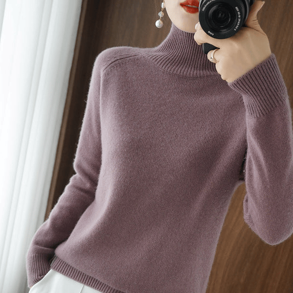 🔥 2026 Fresh Drops | Flat 50% OFF Today! 💸Women's Solid Turtleneck Knit Sweater