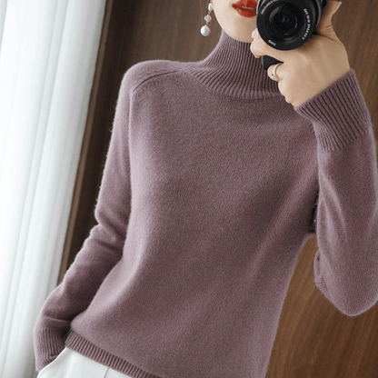 🔥 2026 Fresh Drops | Flat 50% OFF Today! 💸Women's Solid Turtleneck Knit Sweater