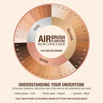 Charlotte Tilbury AIRbrush Flawless Blur Concealer - Longwear Concealer for Dark Circles, Blemishes, Redness & More - Hydrating, Crease-Proof & Full Coverage with a Natural Matte Finish