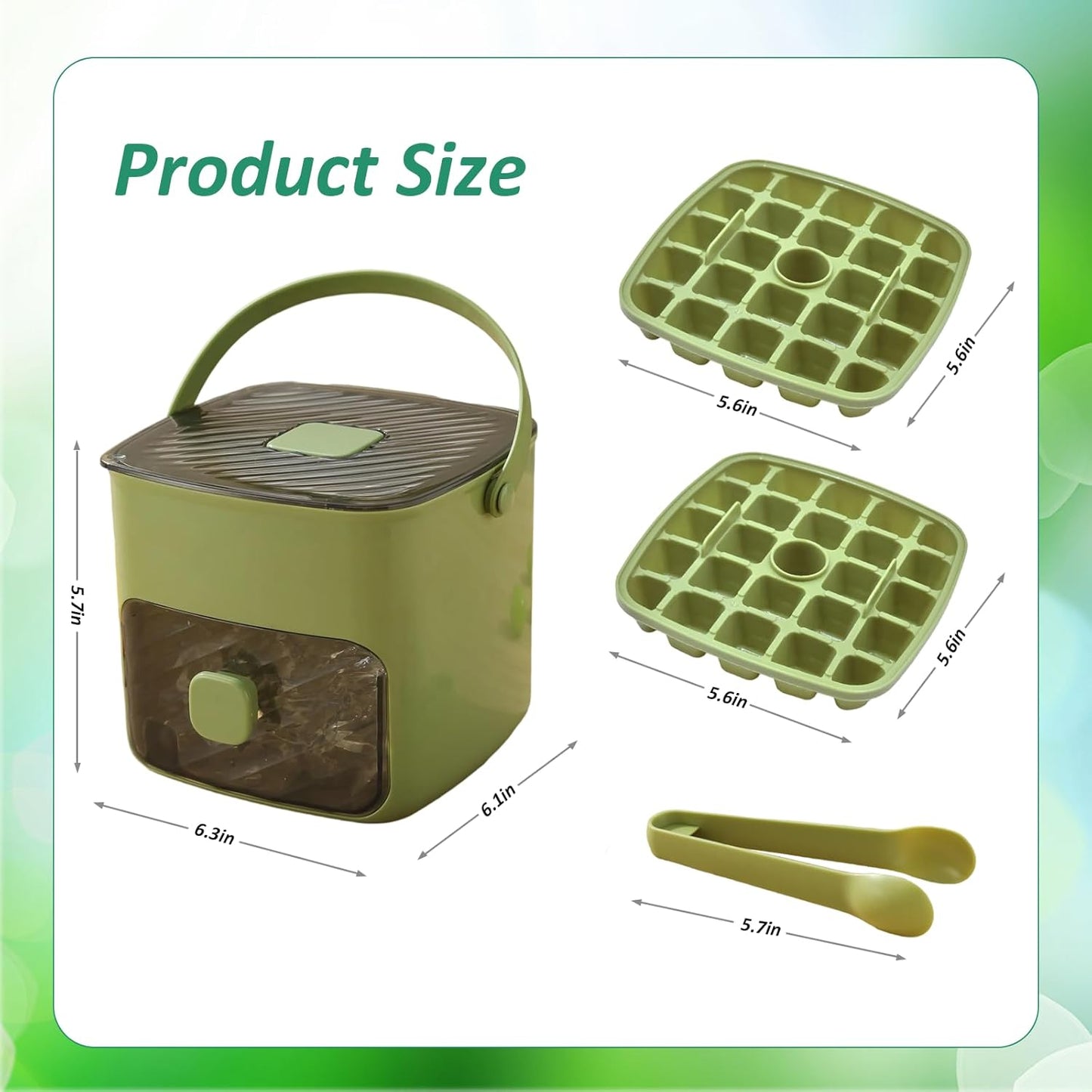 Ice Cube Maker with Storage Box – Makes 48 Cubes,  One-Touch Release, Leak-Proof | UK Stock