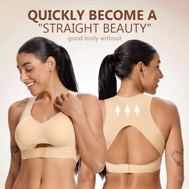 Hot Sale 50% OFF!🌸Women’s Beige Wireless Bra, Soft Breathable Non-removable Moulded Cups, Yoga Fitness Sportswear for Gym & Daily Training