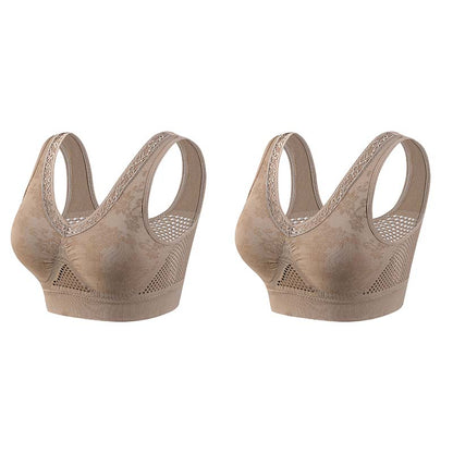 🏆 Last Day Buy One Get One Free -Special Price $19.99! 💐 🎁Lace Wireless Pure Cotton Buttonless Comfy Lifting Bra
