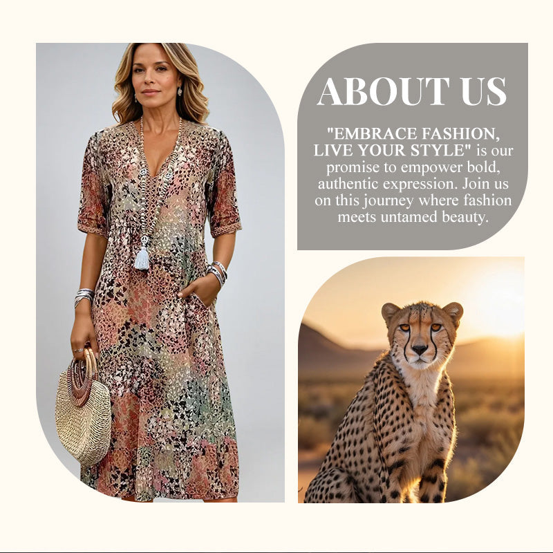 💥2026 Hot Sale 33% OFF🤩Safari Chic Leopard Dress