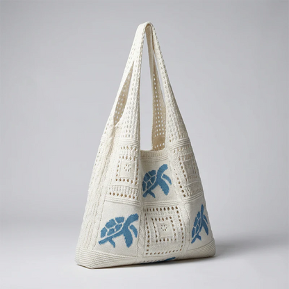 🔥 2026 Fresh Drops | Flat 50% OFF Today! 💸Turtle Pattern Crochet Tote Bag
